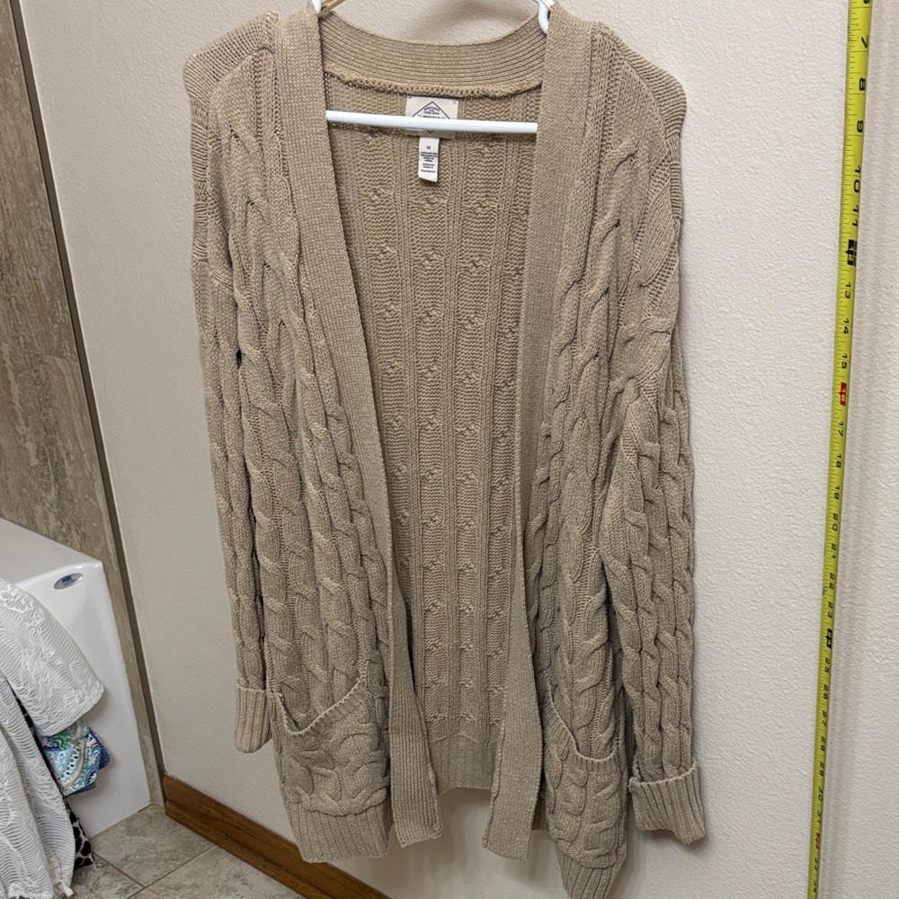 St. John's Bay Cable-Knit Open-Front Cardigan - Tan